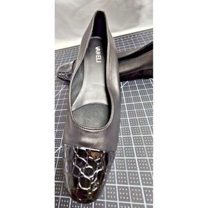 VANELI black soft leather+ cap patent leather toe‎ women ballet loafer 7.5 Slim